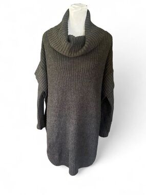 RD Style Oversized Cowl Neck Tunic Sweater - Charcoal Gray-S